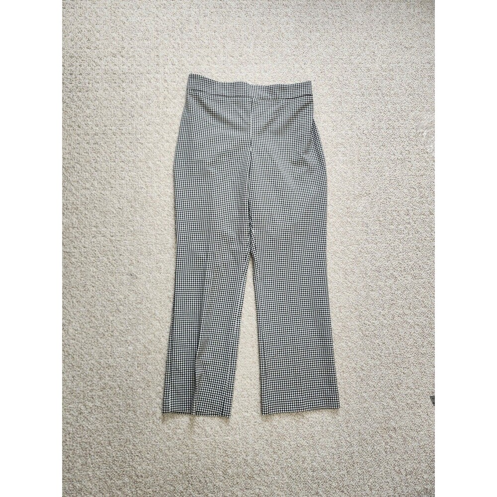 Rachel Zoe Black White Gingham Plaid Straight Leg Pull On Pants Women's 8